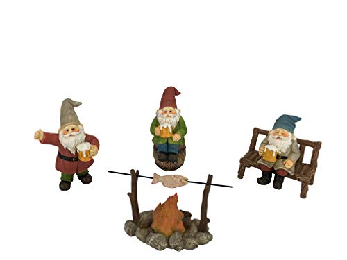 GlitZGlam Happy Gnomes Beer Drinking Buddies! - 5-Piece Garden Gnome Set for The Miniature Fairy Garden