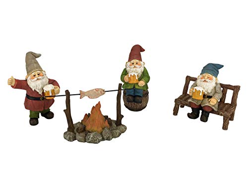 GlitZGlam Happy Gnomes Beer Drinking Buddies! - 5-Piece Garden Gnome Set for The Miniature Fairy Garden