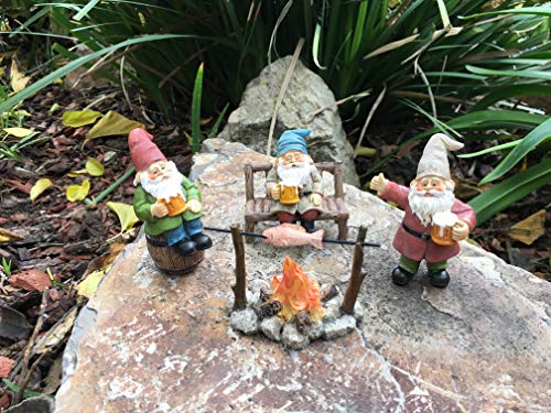 GlitZGlam Happy Gnomes Beer Drinking Buddies! - 5-Piece Garden Gnome Set for The Miniature Fairy Garden