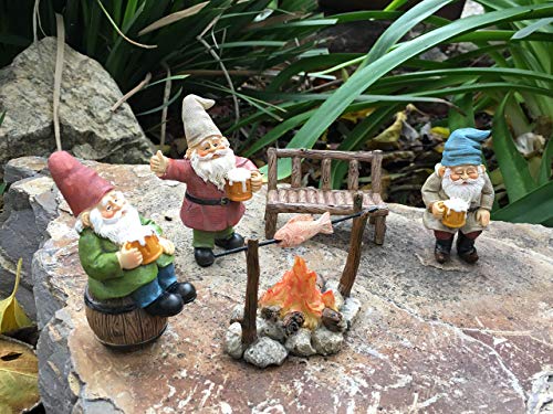 GlitZGlam Happy Gnomes Beer Drinking Buddies! - 5-Piece Garden Gnome Set for The Miniature Fairy Garden
