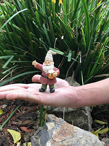 GlitZGlam Happy Gnomes Beer Drinking Buddies! - 5-Piece Garden Gnome Set for The Miniature Fairy Garden