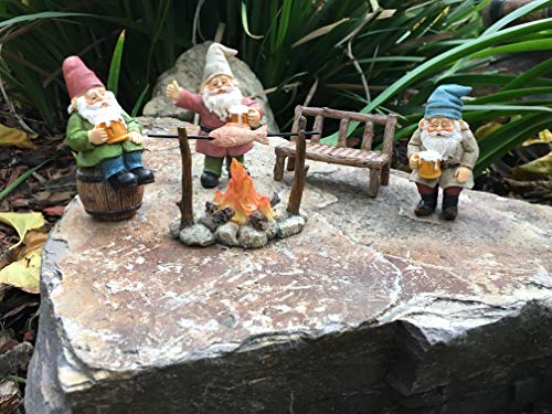 GlitZGlam Happy Gnomes Beer Drinking Buddies! - 5-Piece Garden Gnome Set for The Miniature Fairy Garden