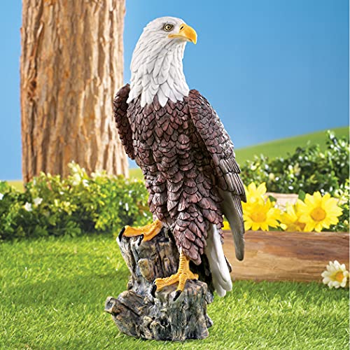 Collections Etc Magnificent Bald Eagle on Stump Garden Statue, Outdoor Decorative Figurine for Yard or Garden