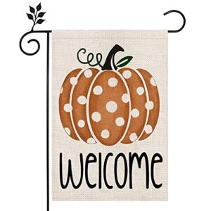 crowned beauty fall thanksgiving welcome garden flag pumpkin 12×18 inch double sided vertical yard seasonal holiday outdoor decor cf257-12