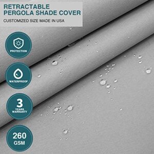 ECOOPTS 3'x16' Retractable Water-Resistant Wave Sun Shade Canopy Pergola Cover Shade Sail Awning for Outdoor Patio Porch Garden Deck Backyard (Light Grey)