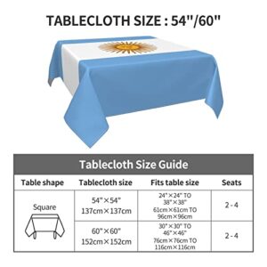 LIICHEES Flag of Argentina Tablecloth Kitchen Dining Room 54"x54" Square Washable Table Cover Outdoor Garden Picnic Tablecloths