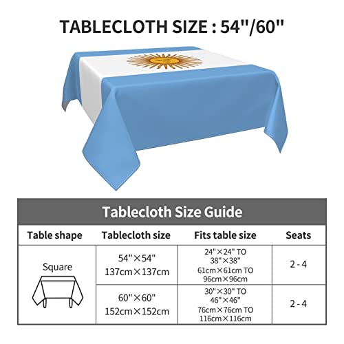 LIICHEES Flag of Argentina Tablecloth Kitchen Dining Room 54"x54" Square Washable Table Cover Outdoor Garden Picnic Tablecloths