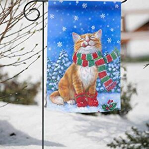 Toland Home Garden 119376 Kitten Mittens Winter Flag 12x18 Inch Double Sided Winter Garden Flag for Outdoor House Christmas Flag Yard Decoration