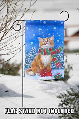 Toland Home Garden 119376 Kitten Mittens Winter Flag 12x18 Inch Double Sided Winter Garden Flag for Outdoor House Christmas Flag Yard Decoration