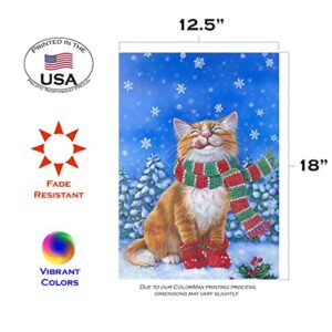 Toland Home Garden 119376 Kitten Mittens Winter Flag 12x18 Inch Double Sided Winter Garden Flag for Outdoor House Christmas Flag Yard Decoration