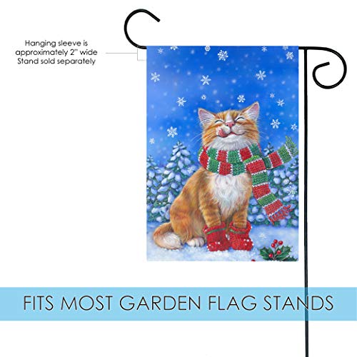 Toland Home Garden 119376 Kitten Mittens Winter Flag 12x18 Inch Double Sided Winter Garden Flag for Outdoor House Christmas Flag Yard Decoration