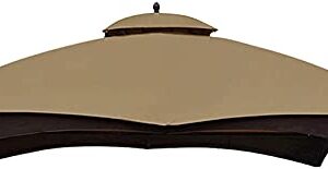 Eurmax USA High Performance Replacement Canopy Top for Lowe's Allen Roth Heavy Duty Gazebo Roof Gazebo Top with Air Vent 10X12 Gazebo Cover #GF-12S004B-1, Replacement Top Only (Khaki)