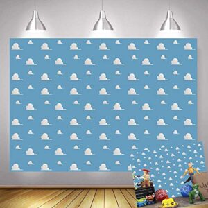 art studio 7x5ft it’s a boy story themed birthday party photography backdrops blue sky white clouds baby shower photo background kids hero photo booth studio props vinyl