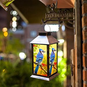 kyaye solar light outdoor garden pendant light – waterproof led bluebird palace light for dining table, outdoor, party, terrace, lawn (蓝鸟)