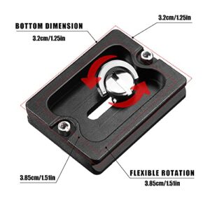 2 Pieces Metal Quick Release Plate with 1/4''-20 Camera Screw Tripod Mount Plate Fits Standard for DSLR Camera Tripod Ball Head, Black (PU50)