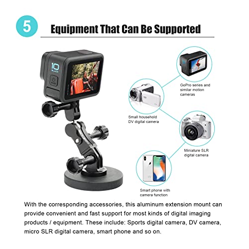 Aluminum Ball gopro Handlebar Mount, 360 Rotation and Lock Any Direction, Shock-Resistant, Compatible with Gopro Max Hero 9 8 DJI OSMO Action Camera