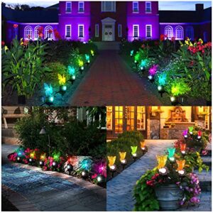 Blingbin Solar Garden Lights Outdoor, LED Flower Fairy Light, Butterfly Angel Shape Solar Pathway Stake Lights with 7 Color Changing Landscape Decorative Lights for Garden Patio Backyard Walkway