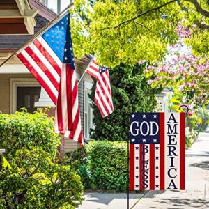 Covido God Bless America 4th of July Patriotic Garden Flag, Home Decorative American Memorial Day Yard USA Star Stripes Outside Decoration, Spring Summer Seasonal Outdoor Small Decor 12 x 18