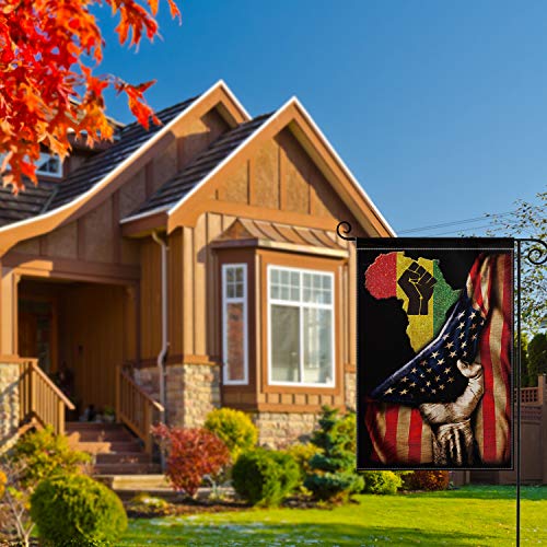 AVOIN Black Pride African American US Flag Garden Flag Vertical Double Sized, Juneteenth Independence Day Freedom Yard Outdoor Decoration 12.5 x 18 Inch