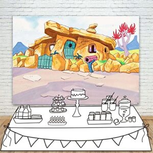 Flintstones Backdrop Background 7x5 Vinyl Stone House Photography Backdrop for Kids Birthday Party Decorations Baby Shower Supplies Picture Photoshoot Video Shoot Drapes