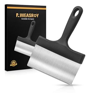 heavy duty grill scraper stainless steel griddle scraper with 5″ handle,sturdy food scraper tool kitchen for blackstone grill accessories,outdoor barbecue turners tools