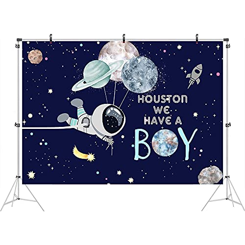 Ticuenicoa 7x5ft We Have A Boy Backdrop for Baby Shower Outer Space Rocket Astronaut Theme Babyshower Backdrops Night Sky Hanging Stars Planet Galaxy Photo Background Kids Birthday Party Decoration