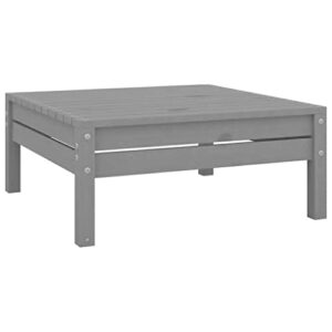 solid pinewood patio footstool features a modular design for home garden lawn porch poolside, easy to move around outdoor furniture, 25″ x 25″ x 11.2″, gray