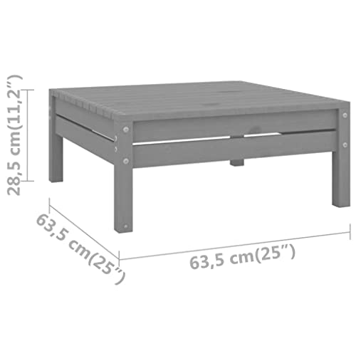 Solid Pinewood Patio Footstool Features a Modular Design for Home Garden Lawn Porch Poolside, Easy to Move Around Outdoor Furniture, 25" x 25" x 11.2", Gray