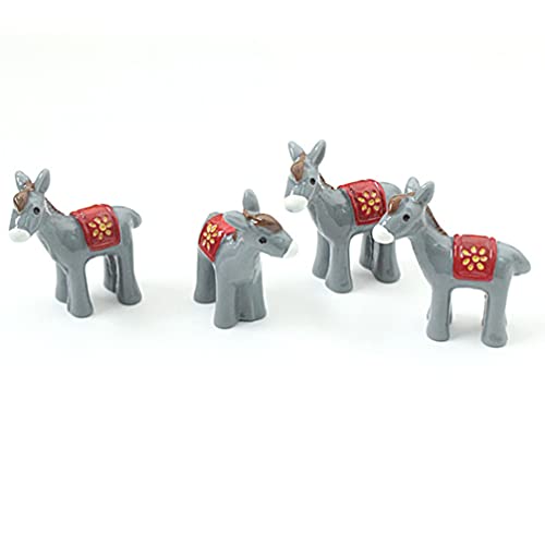 generic Miniature Animals Figurines Mini Resin Donkey Fairy Garden Micro Landscape Decoration DIY Terrarium Crafts Bonsai Ornament 5pcs