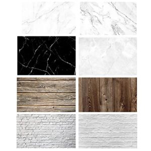 food photography backdrops paper 4 pack kit 22x34inch/ 56x86cm double sided photo background rolls marble wood flat lay for product jewelry tabletop prop pictures, 8 patterns
