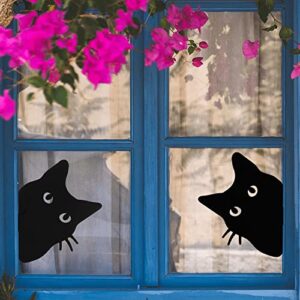 Metal Black Cat Garden Decorations, Outdoor Cat Yard Art Decor, Lawn Ornament Halloween Cat Gift for Cat Lovers, Funny Courtyard Animal Silhouette Statue, Black, Set of 3