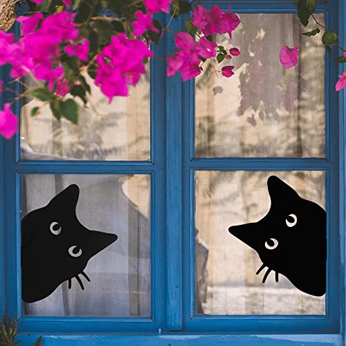 Metal Black Cat Garden Decorations, Outdoor Cat Yard Art Decor, Lawn Ornament Halloween Cat Gift for Cat Lovers, Funny Courtyard Animal Silhouette Statue, Black, Set of 3