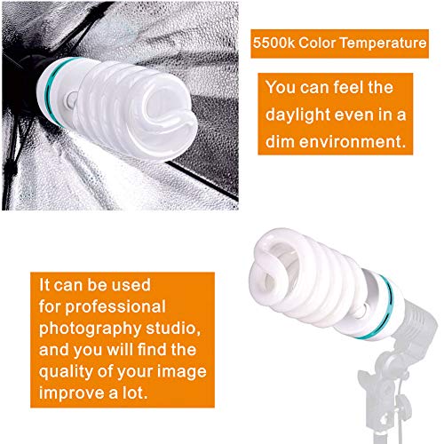 Aqirui 85W Light Bulb 5500K CFL Daylight Spiral Softbox Bulb in E27 Socket for Photography Photo Video Studio Lighting 1 Pack