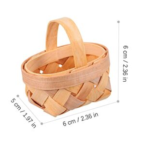 Housoutil Mini Woven Basket with Handles, 12Pack Miniature Flower Basket Farmhouse Small Basket Dollhouse Picnic Basket Tiny Candy Gift Baskets for Fairy Garden Micro Landscape
