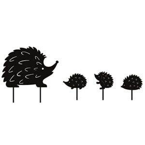 RANNYOZIO Hedgehhog Decorative Garden Stakes Metal Garden Statues Small Cute Silhouette Stake for Yard Outdoor Garden Lawn Decoration, Set of 4