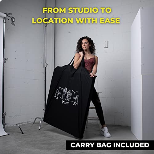 V-FLAT WORLD Foldable V-Flat Light Reflector for Photography - 10-in-1 Portable Photography Reflector, Multi-Use Light Diffuser Panels - Includes Carrying Bag, Folded Size 40" x 40" x 2" - 1 Piece