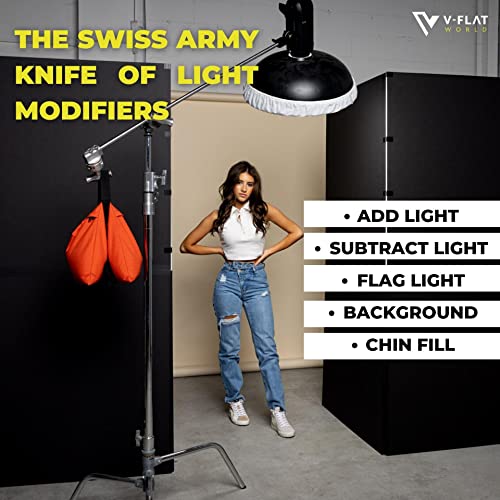 V-FLAT WORLD Foldable V-Flat Light Reflector for Photography - 10-in-1 Portable Photography Reflector, Multi-Use Light Diffuser Panels - Includes Carrying Bag, Folded Size 40" x 40" x 2" - 1 Piece