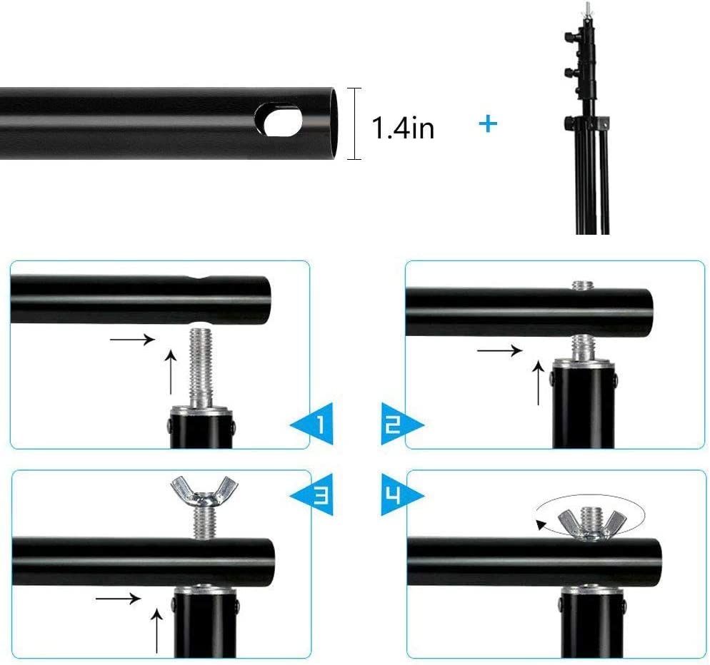 MOUNTDOG Photo Studio Backdrop Support System, 10FT Adjustable Photography Background Stand Kit with Backdrop Clamps, 2 Sandbags, and Carrying Bag for Portrait & Studio Photography