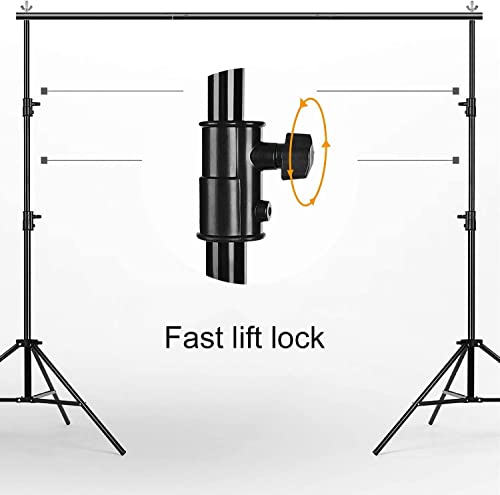 MOUNTDOG Photo Studio Backdrop Support System, 10FT Adjustable Photography Background Stand Kit with Backdrop Clamps, 2 Sandbags, and Carrying Bag for Portrait & Studio Photography