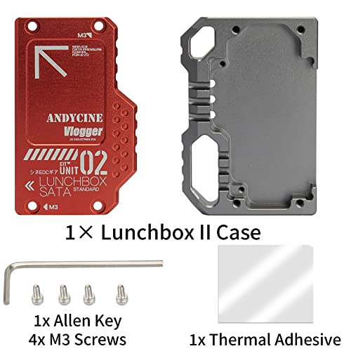 ANDYCINE Lunchbox II Red DIY Metal Case for DIY SSD Compatible for Atomos Ninja V,V+, Ninja Flame, Ninja Inferno, and Shogun Inferno
