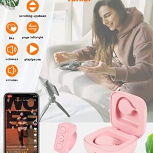 TikTok Remote Control Kindle App Page Turner, Bluetooth Camera Video Recording Remote, TIK Tok Scrolling Ring for iPhone, iPad, iOS, Android - Pink