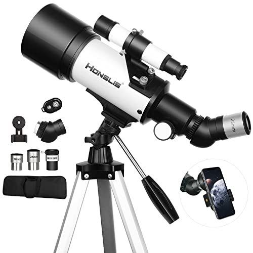 Telescope, 70mm Aperture 500mm Telescopes for Adults Astronomy & Kids Beginners, Fully Multi-Coated Travel Refractor Telescopes with Phone Adapter, Wireless Control, Astronomy Gift for Kids