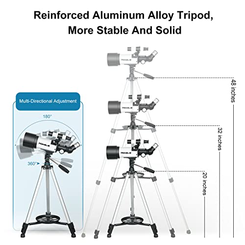 Telescope, 70mm Aperture 500mm Telescopes for Adults Astronomy & Kids Beginners, Fully Multi-Coated Travel Refractor Telescopes with Phone Adapter, Wireless Control, Astronomy Gift for Kids