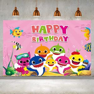 baby shark birthday backdrop party supplies,blue cartoon whale sign poster large fabric shark sign birthday photo backdrop backgroud for birthday party decoration supplies,59 x 39 inch