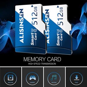 Micro SD Memory Card 512GB for Camera Gopro TV Drone Micro SD Card Class 10 High Speed TF Card 512GB Memory Card with A SD Card Adapter