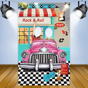 50’s decorations 50’s theme party rock and roll backdrop banner background photo booth props for 1950’s party decoration