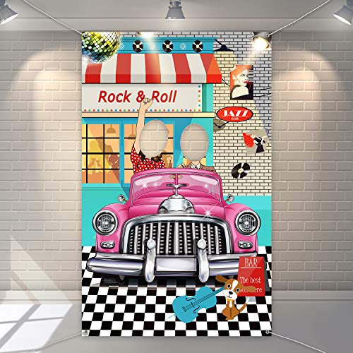 50's Decorations 50's Theme Party Rock and Roll Backdrop Banner Background Photo Booth Props for 1950's Party Decoration