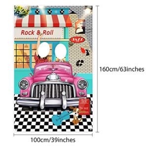 50's Decorations 50's Theme Party Rock and Roll Backdrop Banner Background Photo Booth Props for 1950's Party Decoration