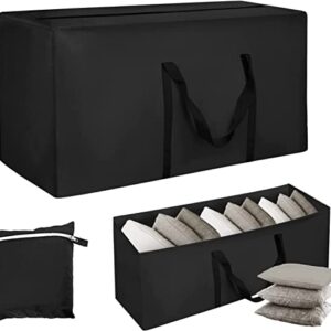 Patio Cushion Storage Bags Rectangular Outdoor Furniture Cushion Storage Bag Garden Cushion Storage Covers with Zipper and Handles 173x76x51cm Black