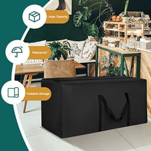 Patio Cushion Storage Bags Rectangular Outdoor Furniture Cushion Storage Bag Garden Cushion Storage Covers with Zipper and Handles 173x76x51cm Black